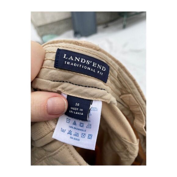 Lands' End Traditional Fit Cargo Pants Trousers Tan Sz 36 100% Cotton 7 Pocket - Picture 3 of 5